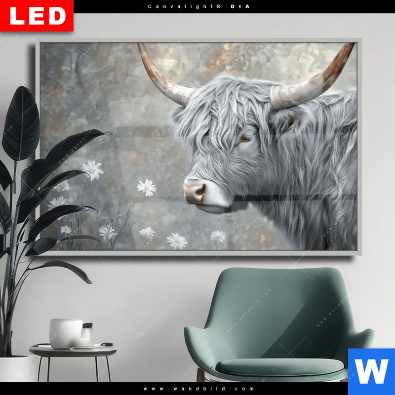 Wechselmotiv Acrylglas Canvalight® DIA | Hochlandkuh - Sanfte Stärke | Querformat