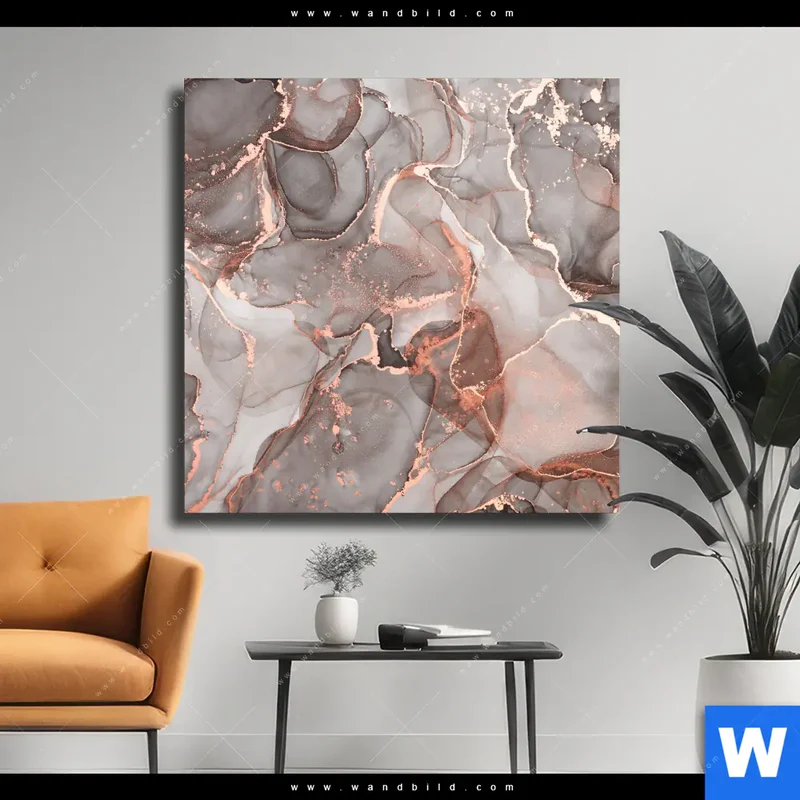 Leinwandbild | Fluid Art in edlen Metallic-Tönen | Quadrat