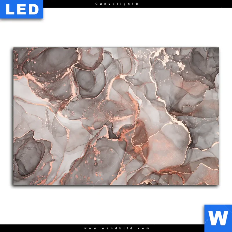 Canvalight® Leuchtbild | Fluid Art in edlen Metallic-Tönen | Querformat