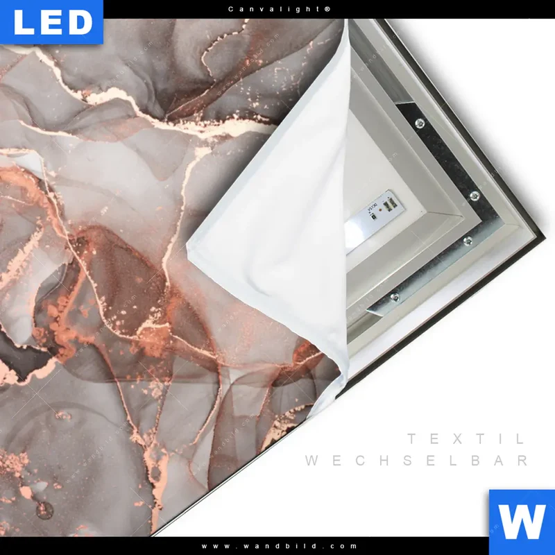 Canvalight® Leuchtbild | Fluid Art in edlen Metallic-Tönen | Querformat