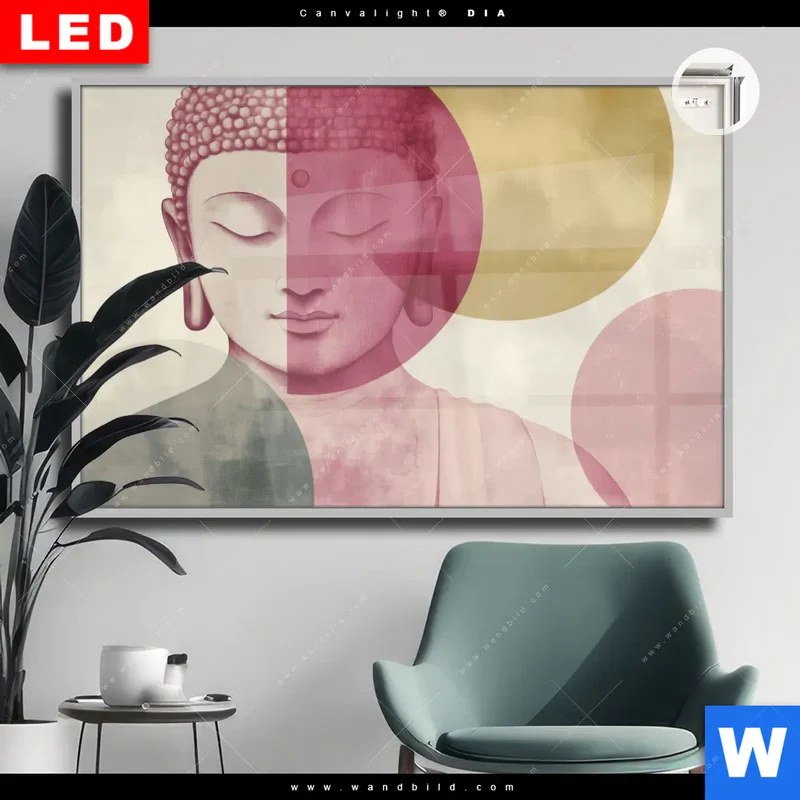 Leuchtbild Acrylglas Canvalight® DIA | Buddha in sanfter Balance | Querformat