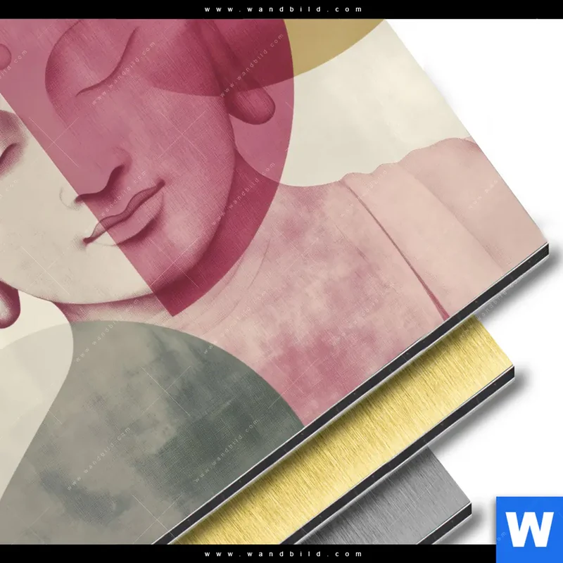 Aluminiumbild gebürstet | Buddha in sanfter Balance | Quadrat