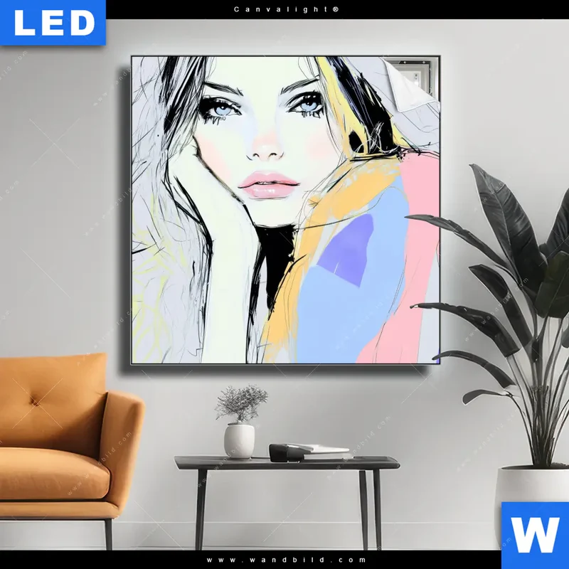 Canvalight® Leuchtbild | Verträumter Blick einer Frau | Quadrat