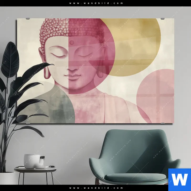 Acrylglasbild | Buddha in sanfter Balance | Querformat