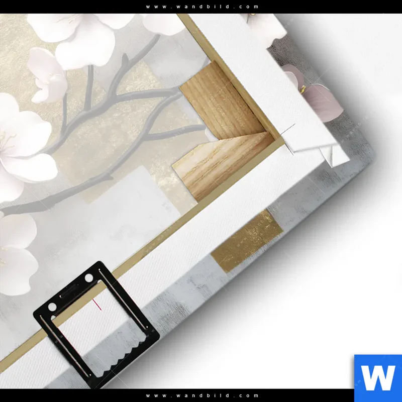 Leinwandbild | Kirschblüten in goldener Harmonie | Quadrat