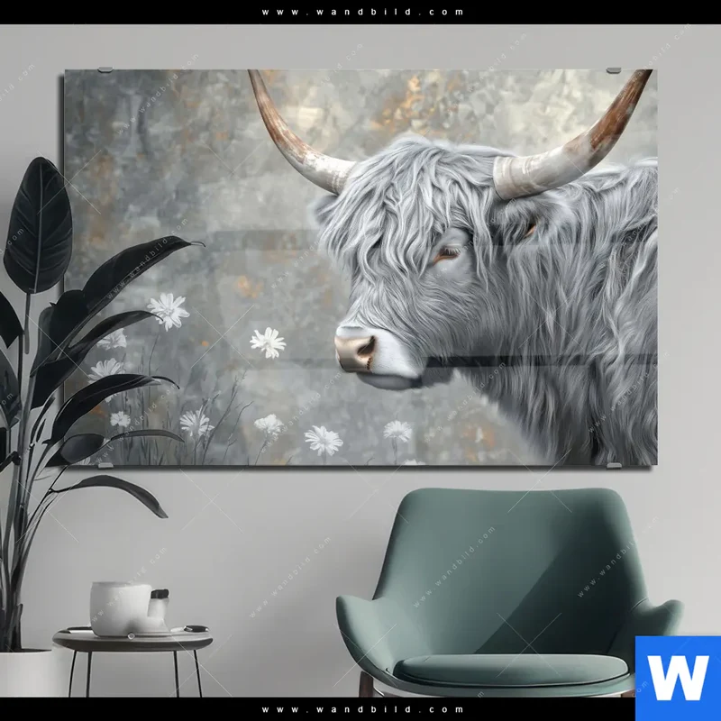 Acrylglasbild | Hochlandkuh - Sanfte Stärke | Querformat