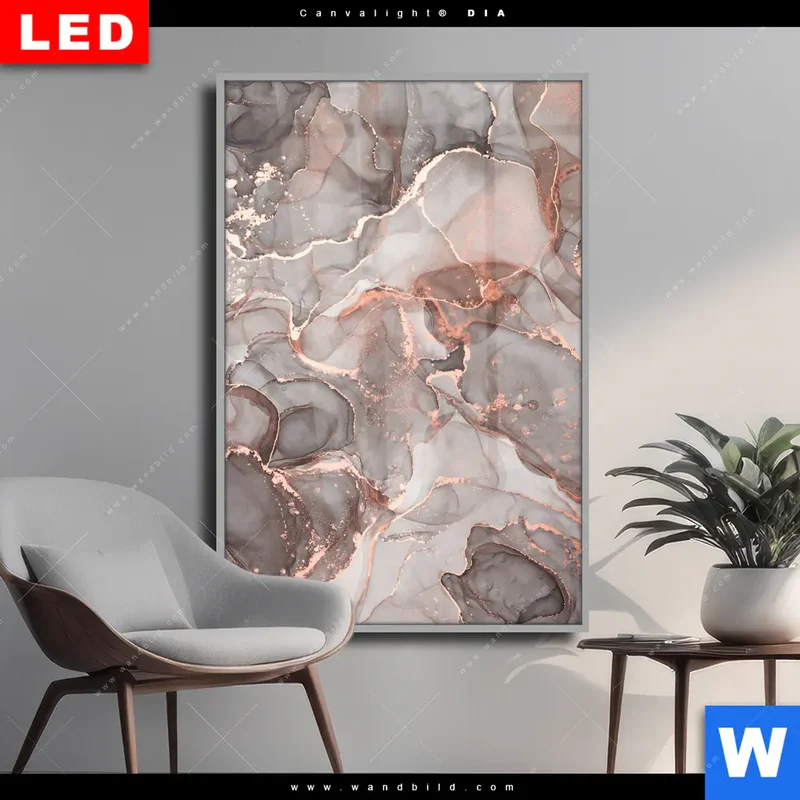 Wechselmotiv Acrylglas Canvalight® DIA | Fluid Art in edlen Metallic-Tönen | Hochformat