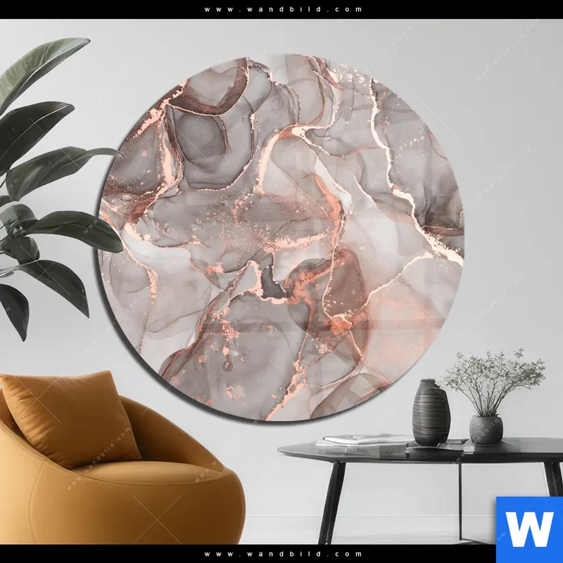 Acrylglasbild | Fluid Art in edlen Metallic-Tönen | Rund