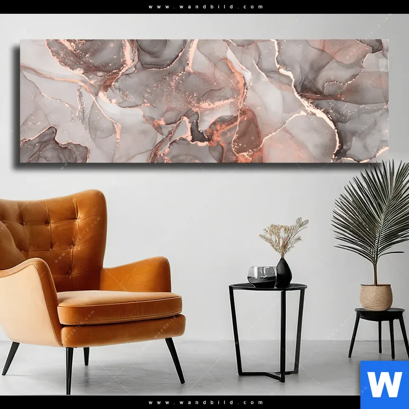 Leinwandbild | Fluid Art in edlen Metallic-Tönen | Panorama