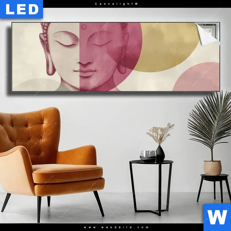 Canvalight® Leuchtbild | Buddha in sanfter Balance | Panorama