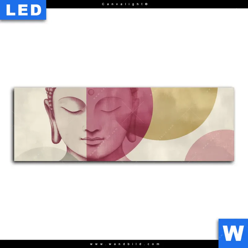 Canvalight® Leuchtbild | Buddha in sanfter Balance | Panorama