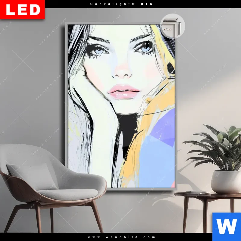 Leuchtbild Acrylglas Canvalight® DIA | Verträumter Blick einer Frau | Hochformat