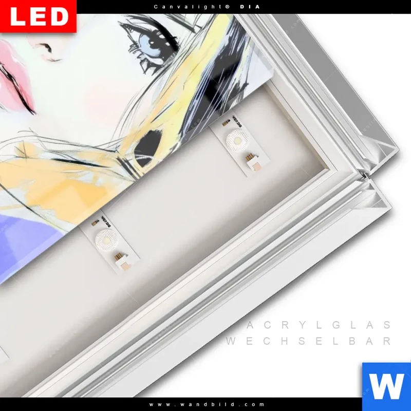 Leuchtbild Acrylglas Canvalight® DIA | Verträumter Blick einer Frau | Hochformat