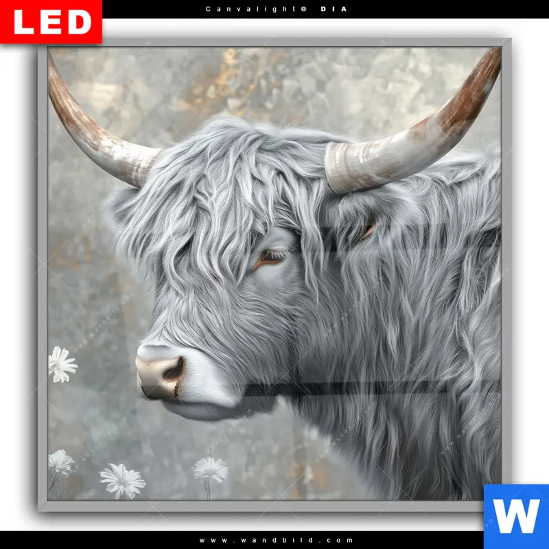 Leuchtbild Acrylglas Canvalight® DIA | Hochlandkuh - Sanfte Stärke | Quadrat