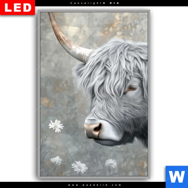 Leuchtbild Acrylglas Canvalight® DIA | Hochlandkuh - Sanfte Stärke | Hochformat