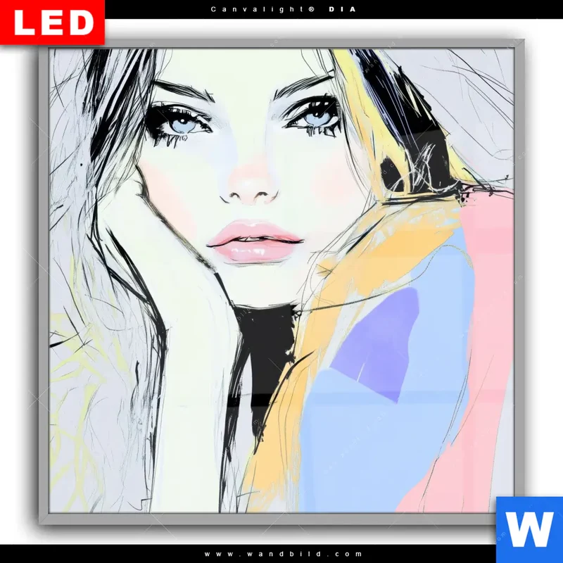 Leuchtbild Acrylglas Canvalight® DIA | Verträumter Blick einer Frau | Quadrat