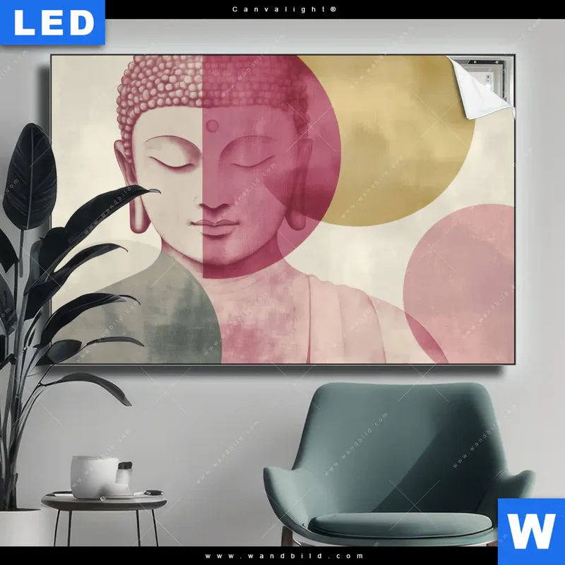 Canvalight® Leuchtbild | Buddha in sanfter Balance | Querformat