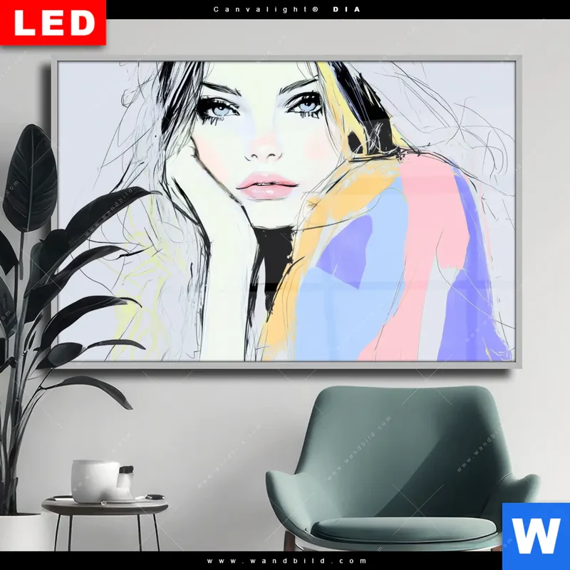 Wechselmotiv Acrylglas Canvalight® DIA | Verträumter Blick einer Frau | Querformat