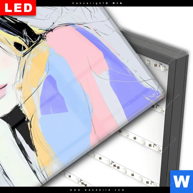 Wechselmotiv Acrylglas Canvalight® DIA | Verträumter Blick einer Frau | Querformat