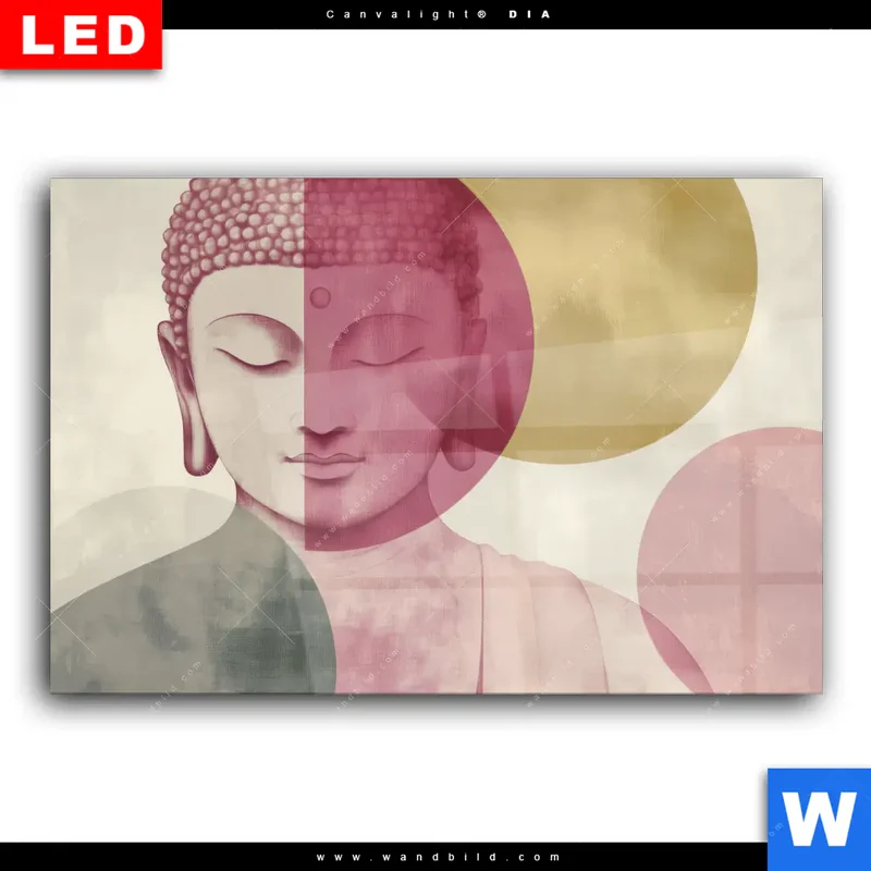 Wechselmotiv Acrylglas Canvalight® DIA | Buddha in sanfter Balance | Querformat