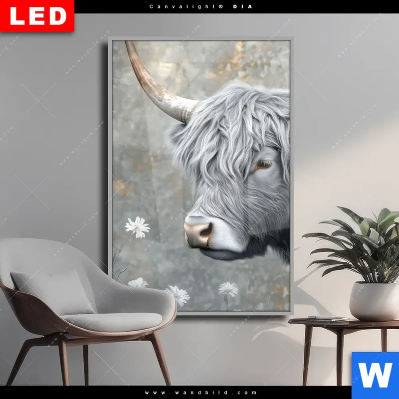 Wechselmotiv Acrylglas Canvalight® DIA | Hochlandkuh - Sanfte Stärke | Hochformat