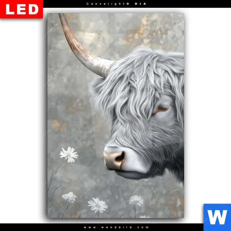 Wechselmotiv Acrylglas Canvalight® DIA | Hochlandkuh - Sanfte Stärke | Hochformat