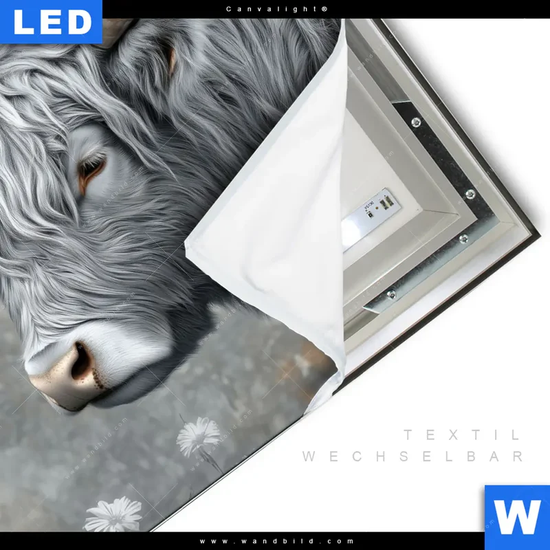 Canvalight® Leuchtbild | Hochlandkuh - Sanfte Stärke | Quadrat