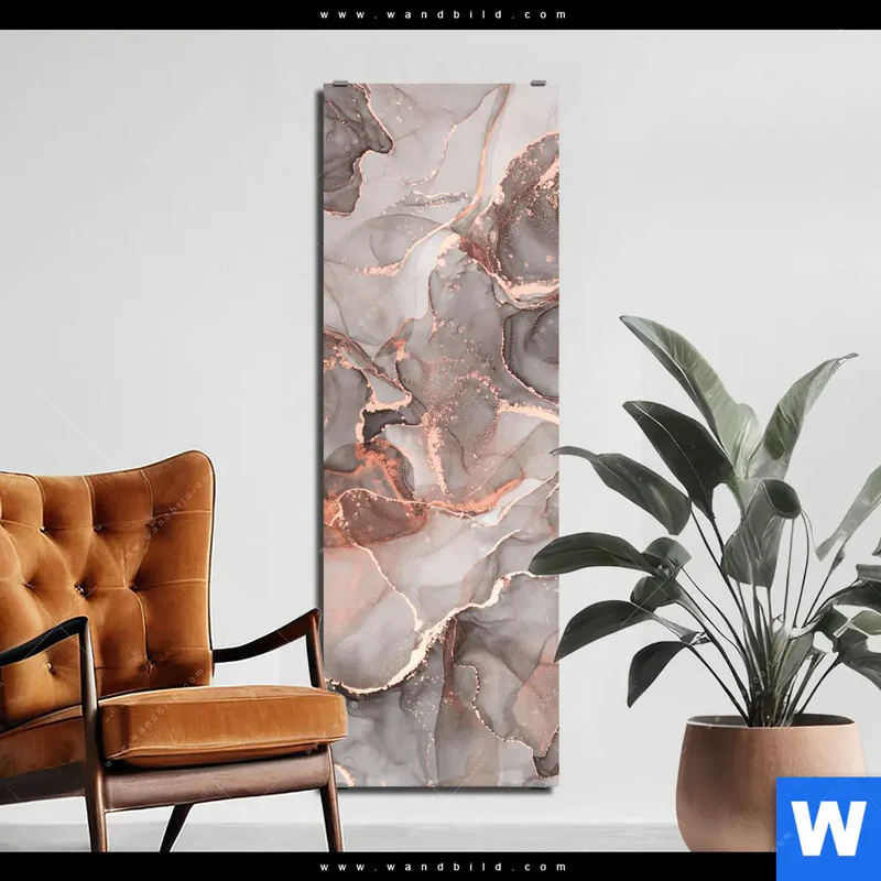 Alu-Dibond Bild | Fluid Art in edlen Metallic-Tönen | Schmal