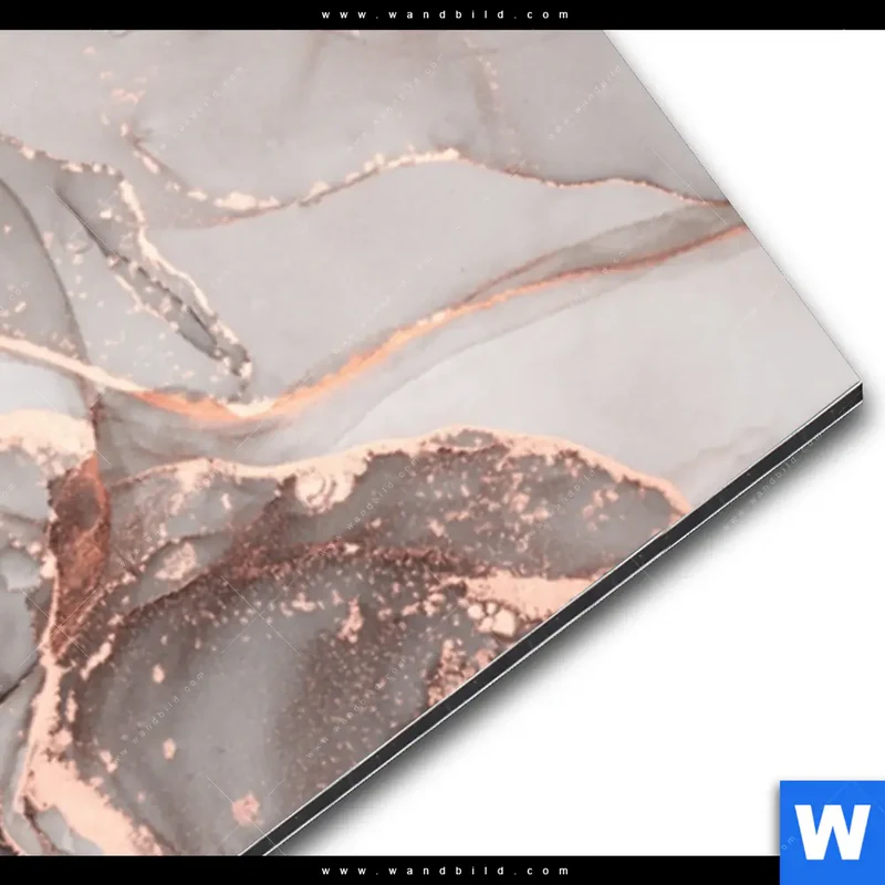 Alu-Dibond Bild | Fluid Art in edlen Metallic-Tönen | Schmal