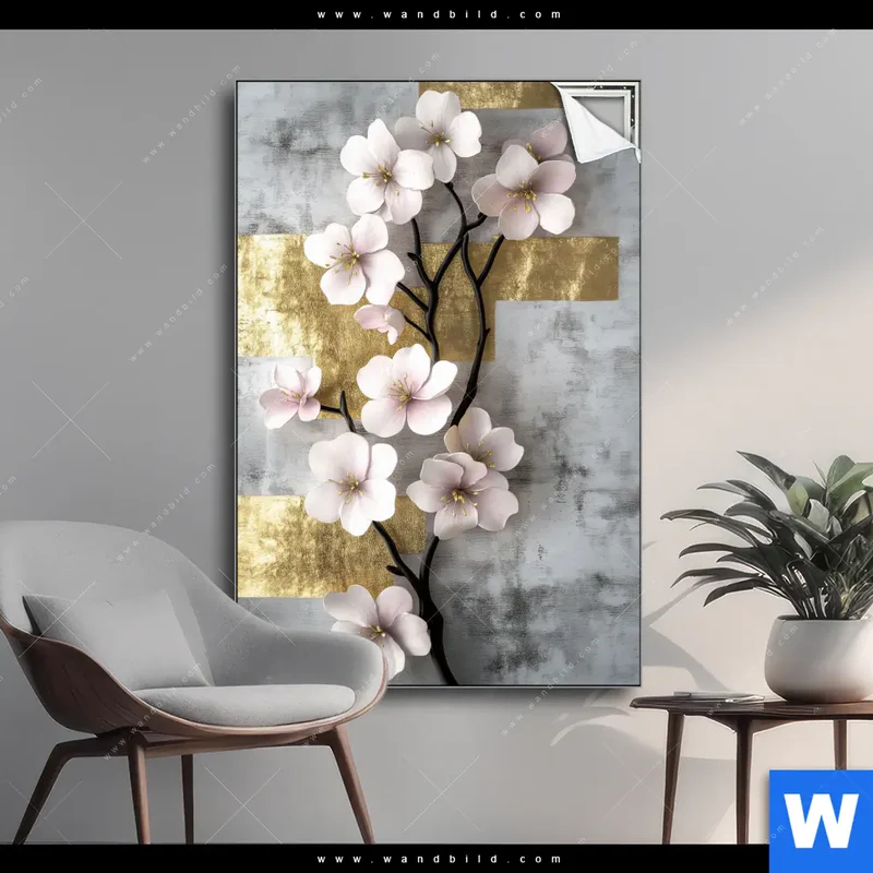 Spannbild | Kirschblüten in goldener Harmonie | Hochformat