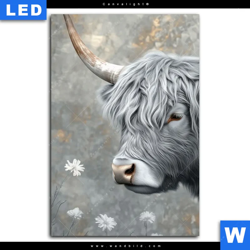 Canvalight® Leuchtbild | Hochlandkuh - Sanfte Stärke | Hochformat