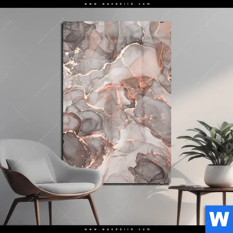 Acrylglasbild | Fluid Art in edlen Metallic-Tönen | Hochformat