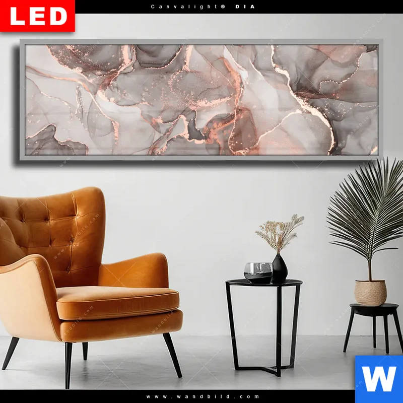 Wechselmotiv Acrylglas Canvalight® DIA | Fluid Art in edlen Metallic-Tönen | Panorama