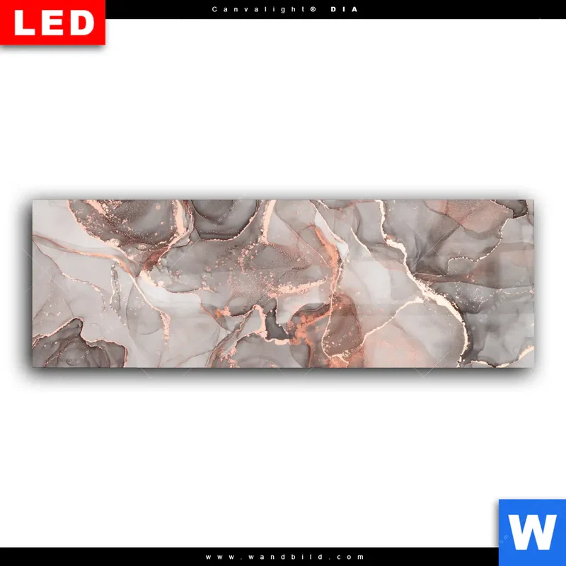 Wechselmotiv Acrylglas Canvalight® DIA | Fluid Art in edlen Metallic-Tönen | Panorama