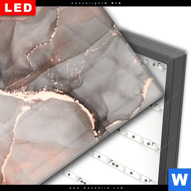 Wechselmotiv Acrylglas Canvalight® DIA | Fluid Art in edlen Metallic-Tönen | Panorama