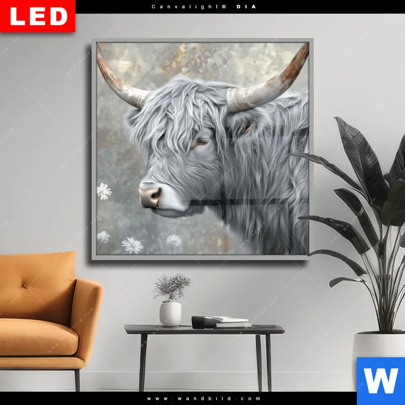 Wechselmotiv Acrylglas Canvalight® DIA | Hochlandkuh - Sanfte Stärke | Quadrat