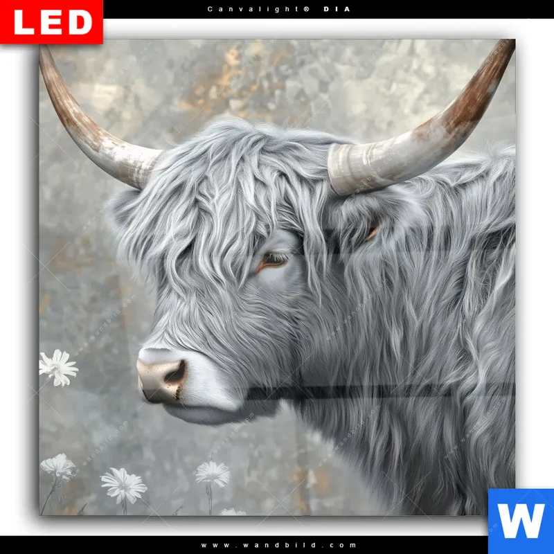 Wechselmotiv Acrylglas Canvalight® DIA | Hochlandkuh - Sanfte Stärke | Quadrat