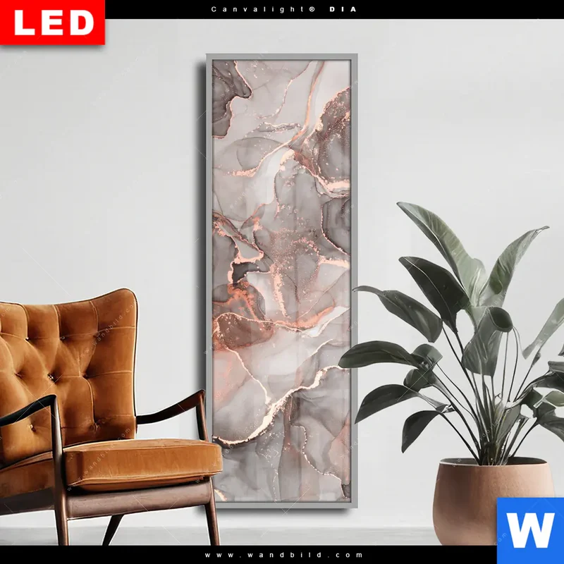 Wechselmotiv Acrylglas Canvalight® DIA | Fluid Art in edlen Metallic-Tönen | Schmal
