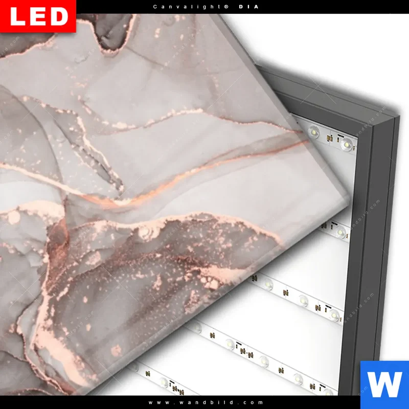 Wechselmotiv Acrylglas Canvalight® DIA | Fluid Art in edlen Metallic-Tönen | Schmal