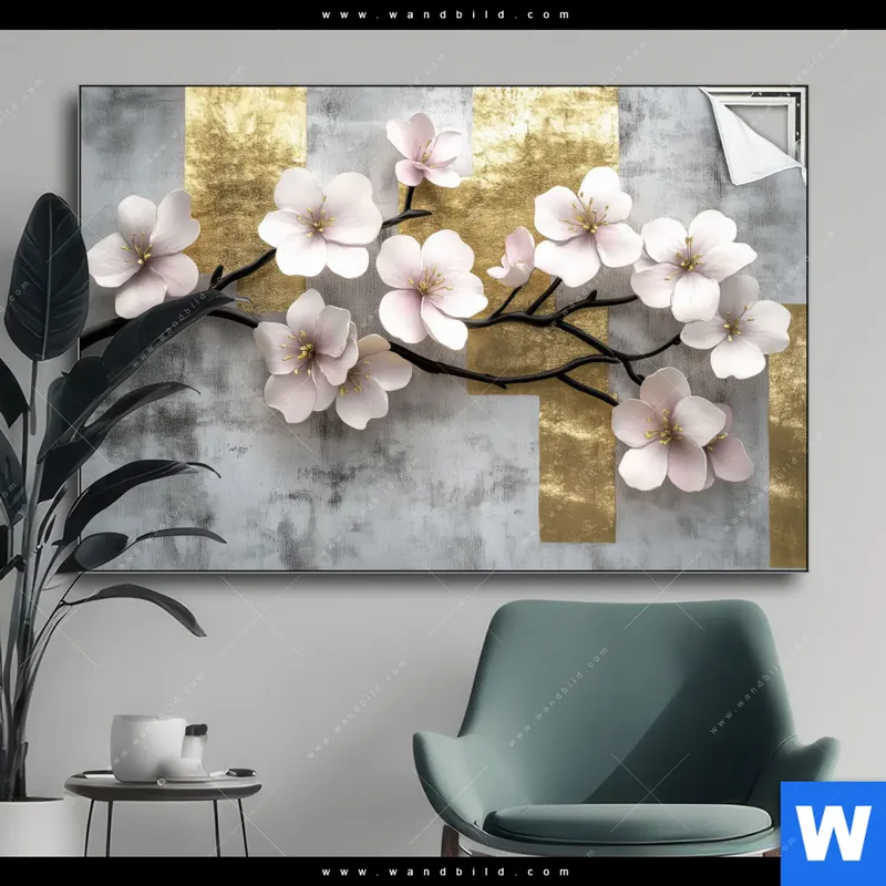 Spannbild | Kirschblüten in goldener Harmonie | Querformat