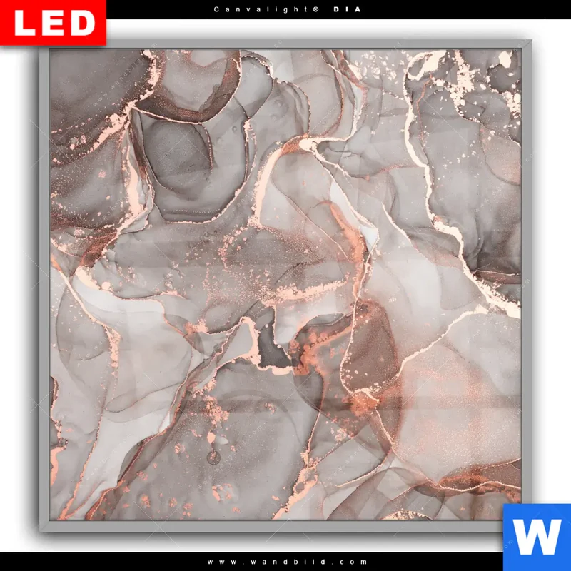 Leuchtbild Acrylglas Canvalight® DIA | Fluid Art in edlen Metallic-Tönen | Quadrat