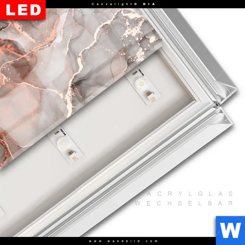 Leuchtbild Acrylglas Canvalight® DIA | Fluid Art in edlen Metallic-Tönen | Quadrat