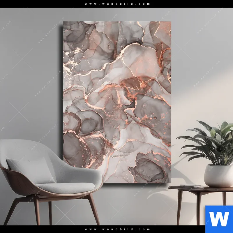 Leinwandbild | Fluid Art in edlen Metallic-Tönen | Hochformat