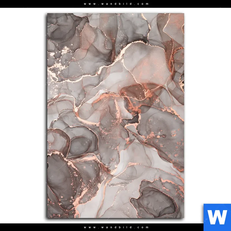 Alu-Dibond Bild | Fluid Art in edlen Metallic-Tönen | Hochformat