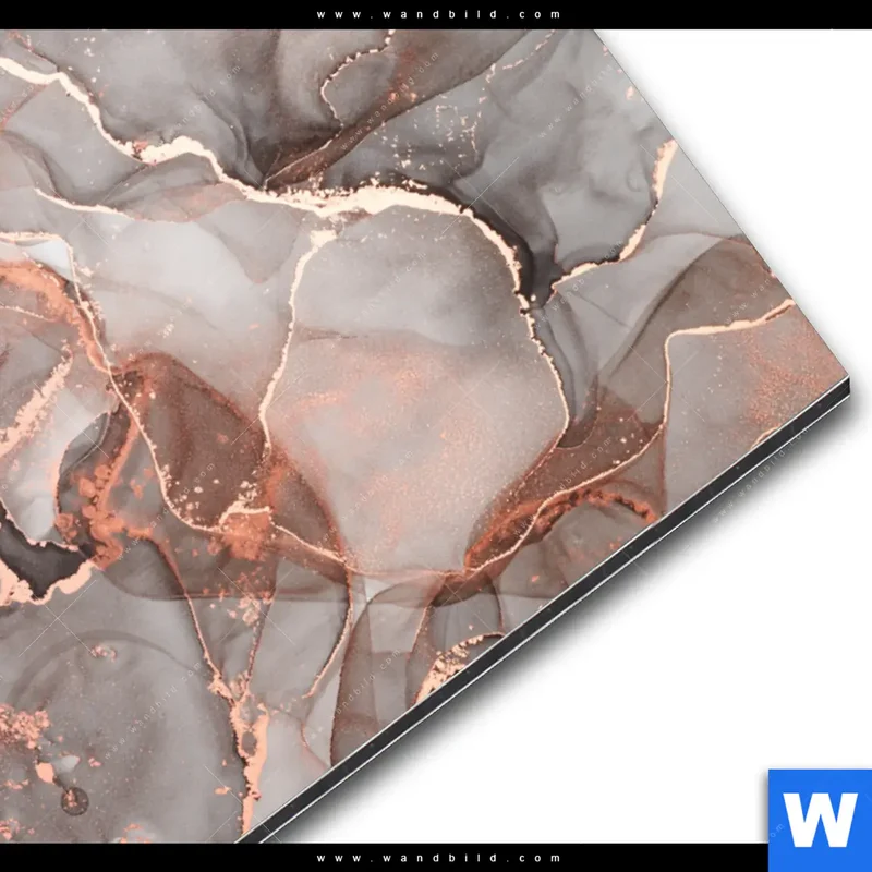 Alu-Dibond Bild | Fluid Art in edlen Metallic-Tönen | Hochformat
