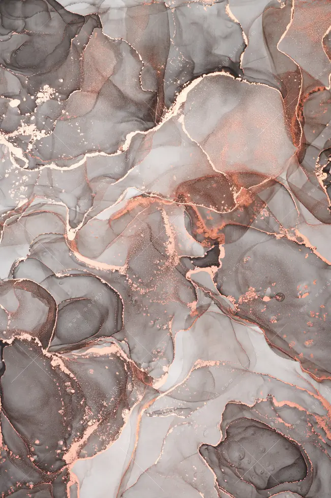 Alu-Dibond Bild | Fluid Art in edlen Metallic-Tönen | Hochformat