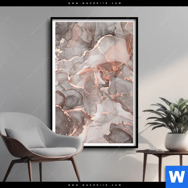 Poster | Fluid Art in edlen Metallic-Tönen | Hochformat