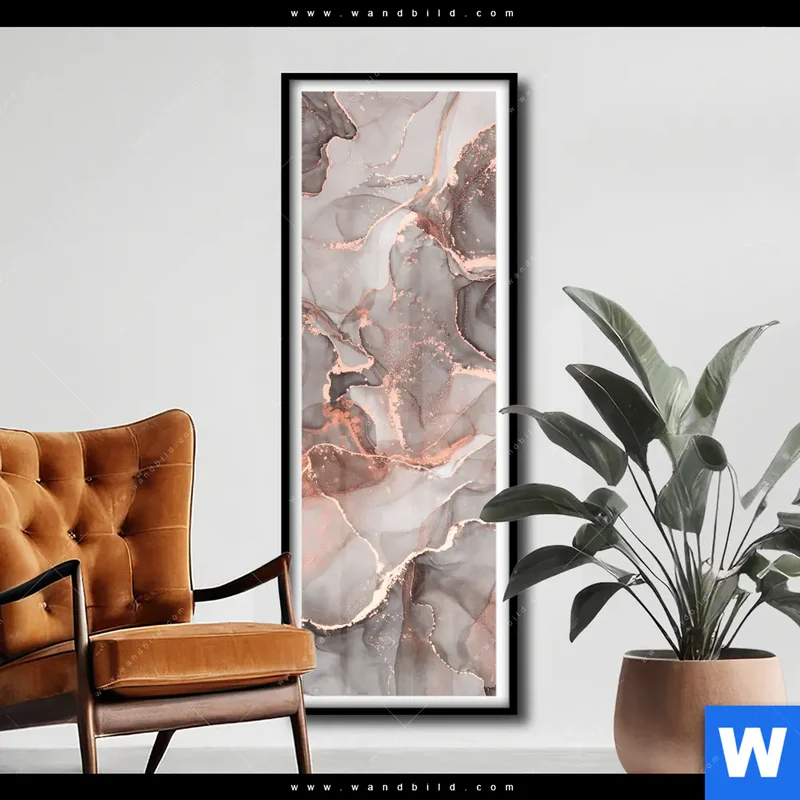 Poster | Fluid Art in edlen Metallic-Tönen | Schmal