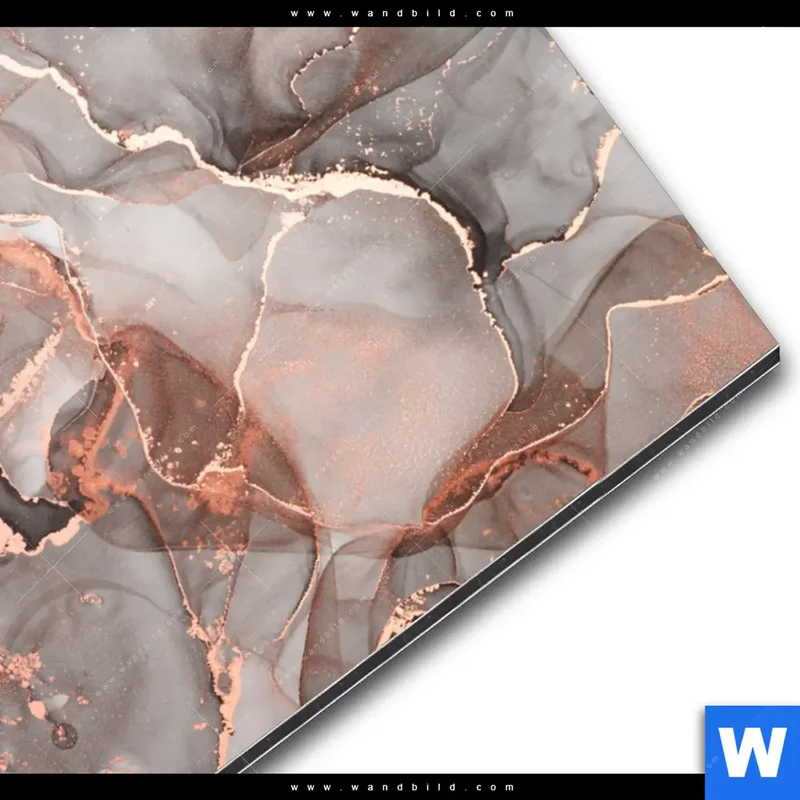 Alu-Dibond Bild | Fluid Art in edlen Metallic-Tönen | Querformat