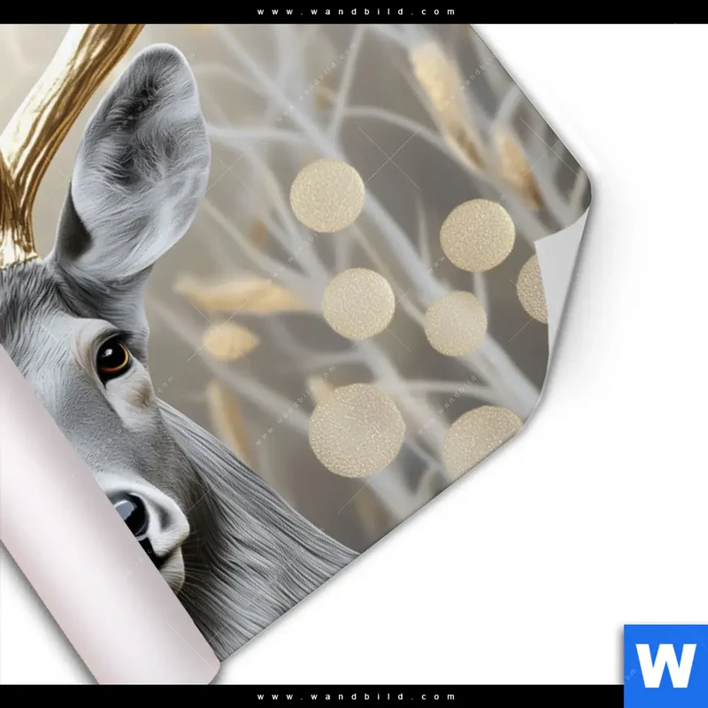Poster | Hirsch mit goldenem Geweih | Querformat